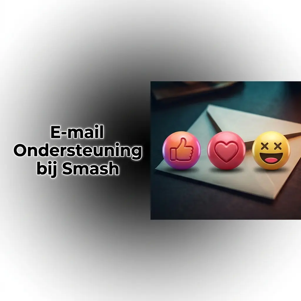 E-mail ondersteuning bij Smash klantenservice voor accountverificatie, klachten en vragen met reactietijd van 24 tot 48 uur.