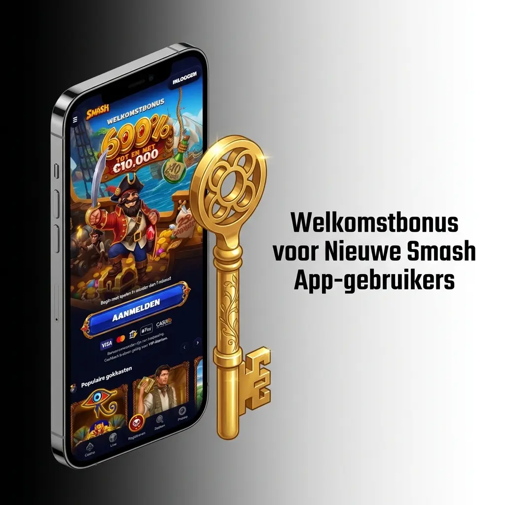Smash app welkomstbonus: 600% casinobonus tot €10.000 of 250% sportbonus tot €5.000 voor nieuwe gebruikers