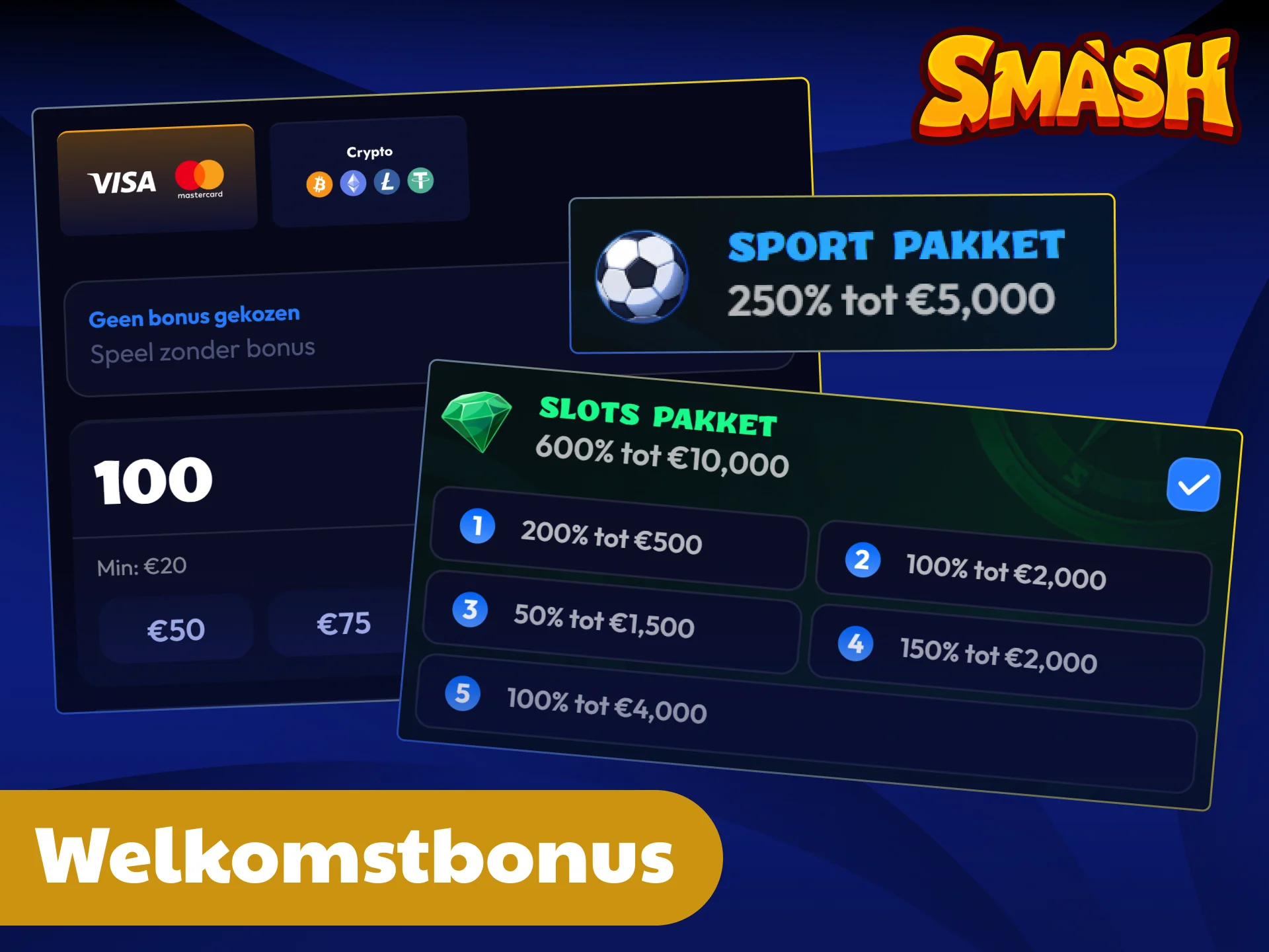 Activeer uw gulle welkomstbonus en verhoog uw winstkansen bij Smash.