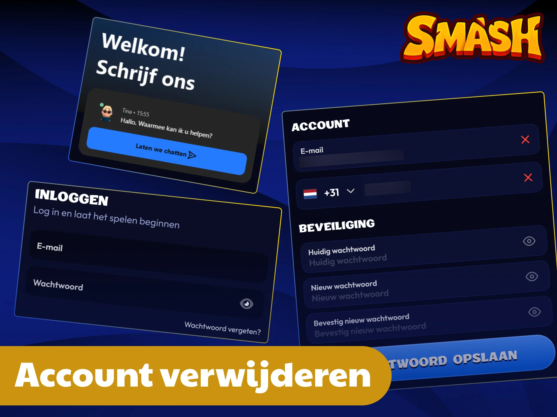 Sluit uw persoonlijke profiel definitief af via de instellingen van Smash.