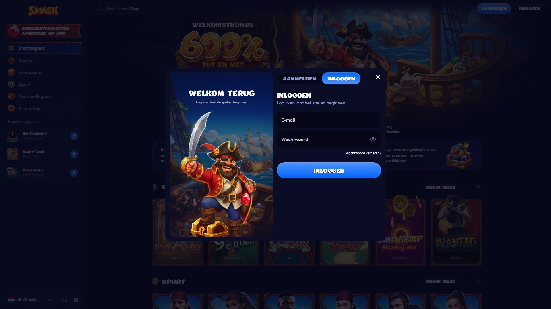 Ga naar het aanmeldscherm van uw persoonlijke Smash account.